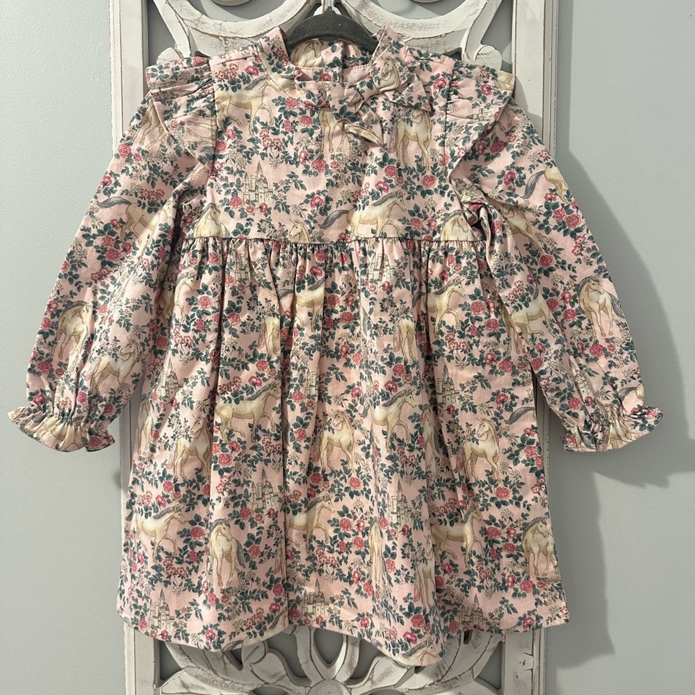 Janie and Jack Pink Ruffled Tiered Sundress with Puff Sleeves